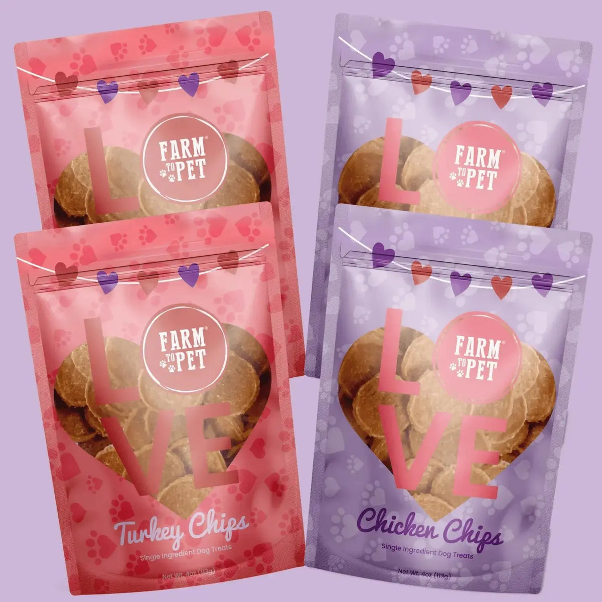 Puppy Love Chicken and Turkey Dog Treats | Poultry Chip Variety Pack - Chicken & Turkey Value 4-Pack - Chip