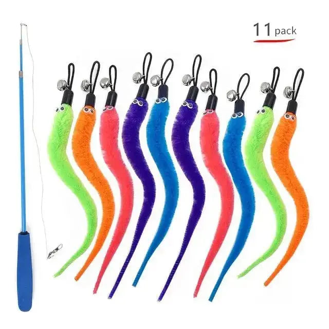 Retractable Cat Feather Toy for Indoor Cats - C-11pack