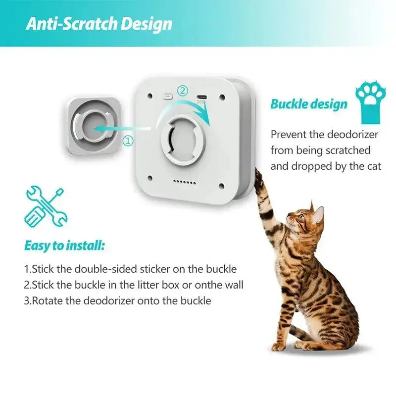 Smart Cat Odor Purifier for Cat Litter Box Deodorizer Dog Air Cleaner - Pets