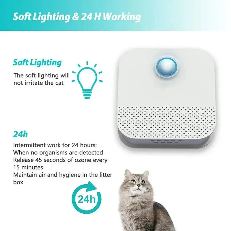 Smart Cat Odor Purifier for Cat Litter Box Deodorizer Dog Air Cleaner - Pets