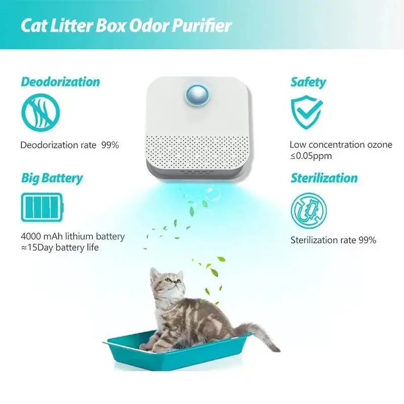 Smart Cat Odor Purifier for Cat Litter Box Deodorizer Dog Air Cleaner - Pets
