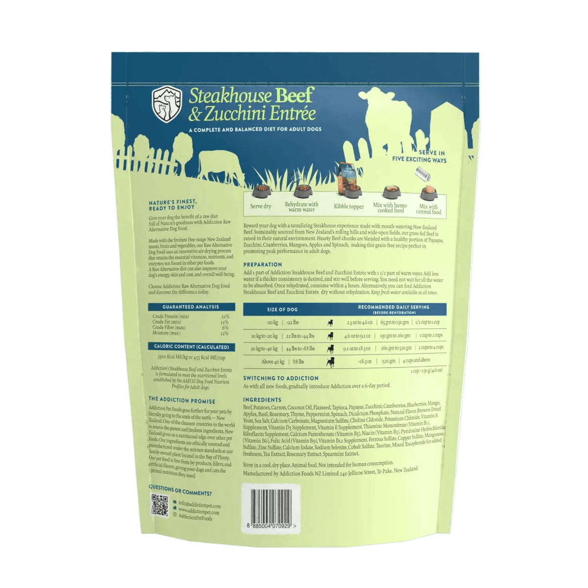 Steakhouse Beef & Zucchini Air-Dried Dog Food Addiction Pet Foods USA