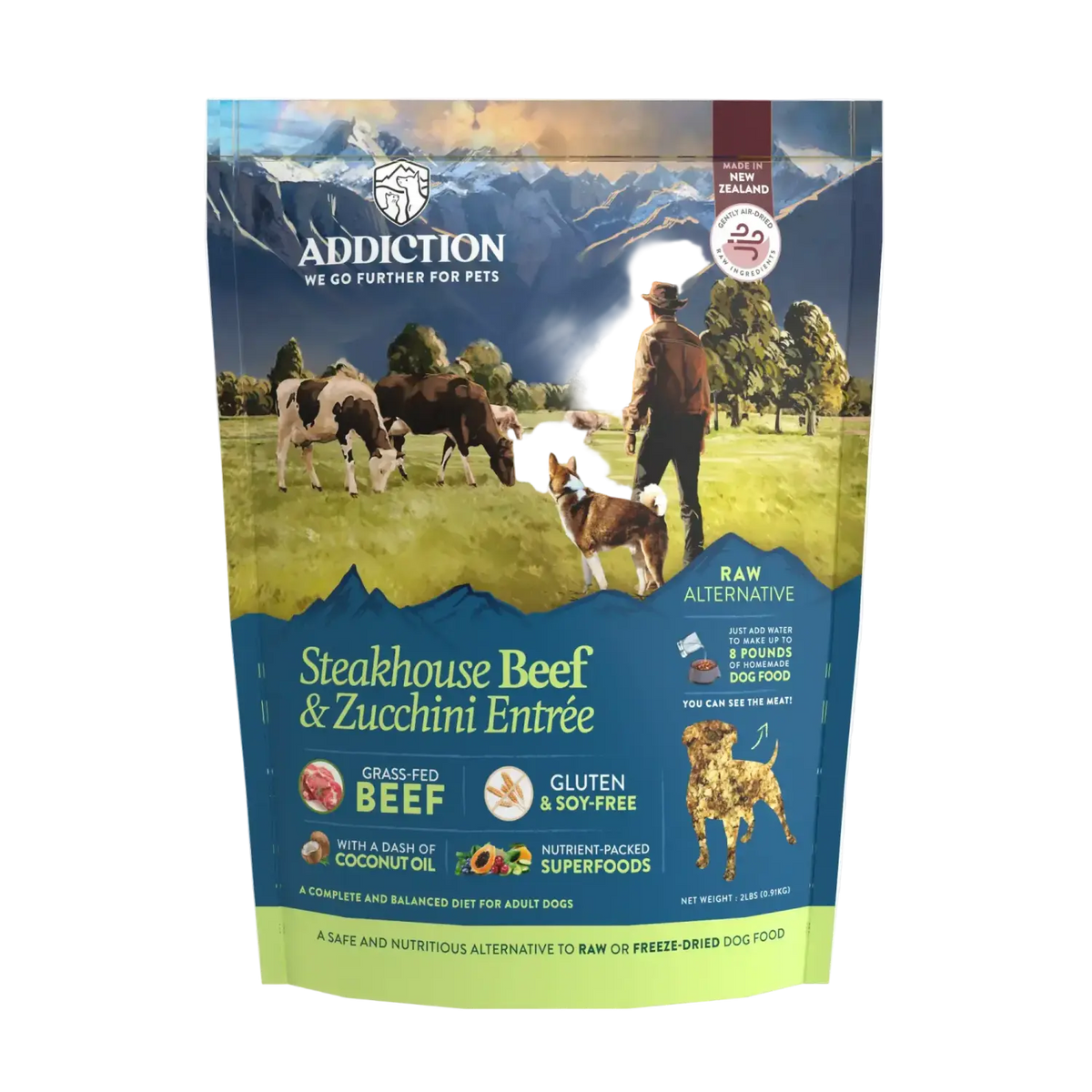 Steakhouse Beef & Zucchini Air-Dried Dog Food Addiction Pet Foods USA