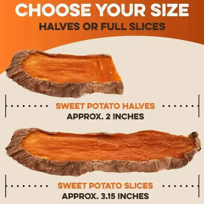 Sweet Potato Dog Treats - USA Grown - Brutus & Barnaby Single Ingredient Dehydrated Sweet Potato Slices, Thick Cut Chews, Grain & Gluten Free, High Fiber, Healthy Training Treats for Puppies & Senior Dogs, Picky Eaters & Sensitive Stomachs
