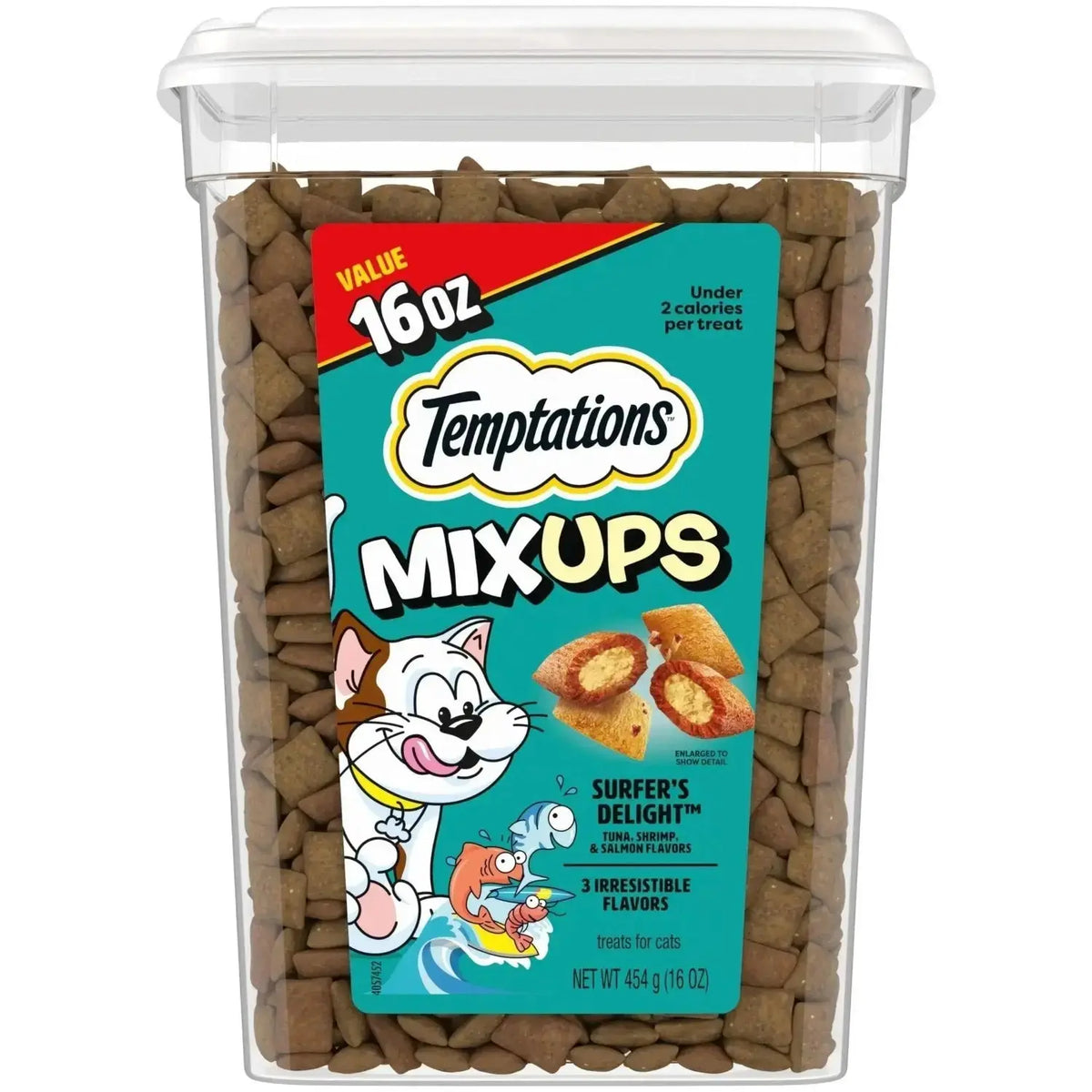 Temptations Jumbo Stuff Crunchy and Soft Cat Treats Tasty Chicken Flavor 14 oz. Tub - Tuna, Shrimp, Salmon / 1 Pound