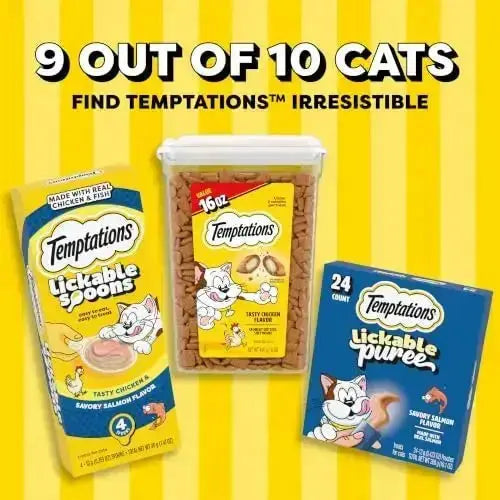 Temptations Jumbo Stuff Crunchy and Soft Cat Treats Tasty Chicken Flavor 14 oz. Tub - Cats