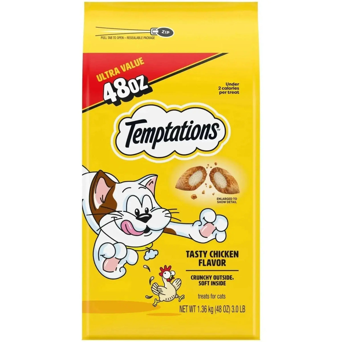 Temptations Jumbo Stuff Crunchy and Soft Cat Treats Tasty Chicken Flavor 14 oz. Tub - Chicken / 3 Pound (Pack of 1)