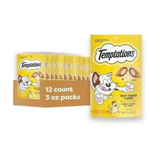 Temptations Jumbo Stuff Crunchy and Soft Cat Treats Tasty Chicken Flavor 14 oz. Tub - Cats