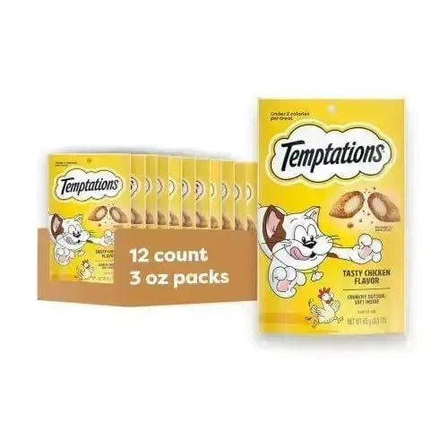 Temptations Jumbo Stuff Crunchy and Soft Cat Treats Tasty Chicken Flavor 14 oz. Tub - Cats