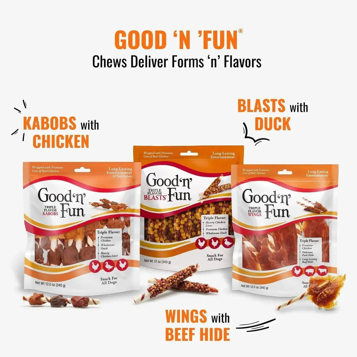 Triple Flavor Kabobs, Rawhide Chews for All Dogs, 48 Oz