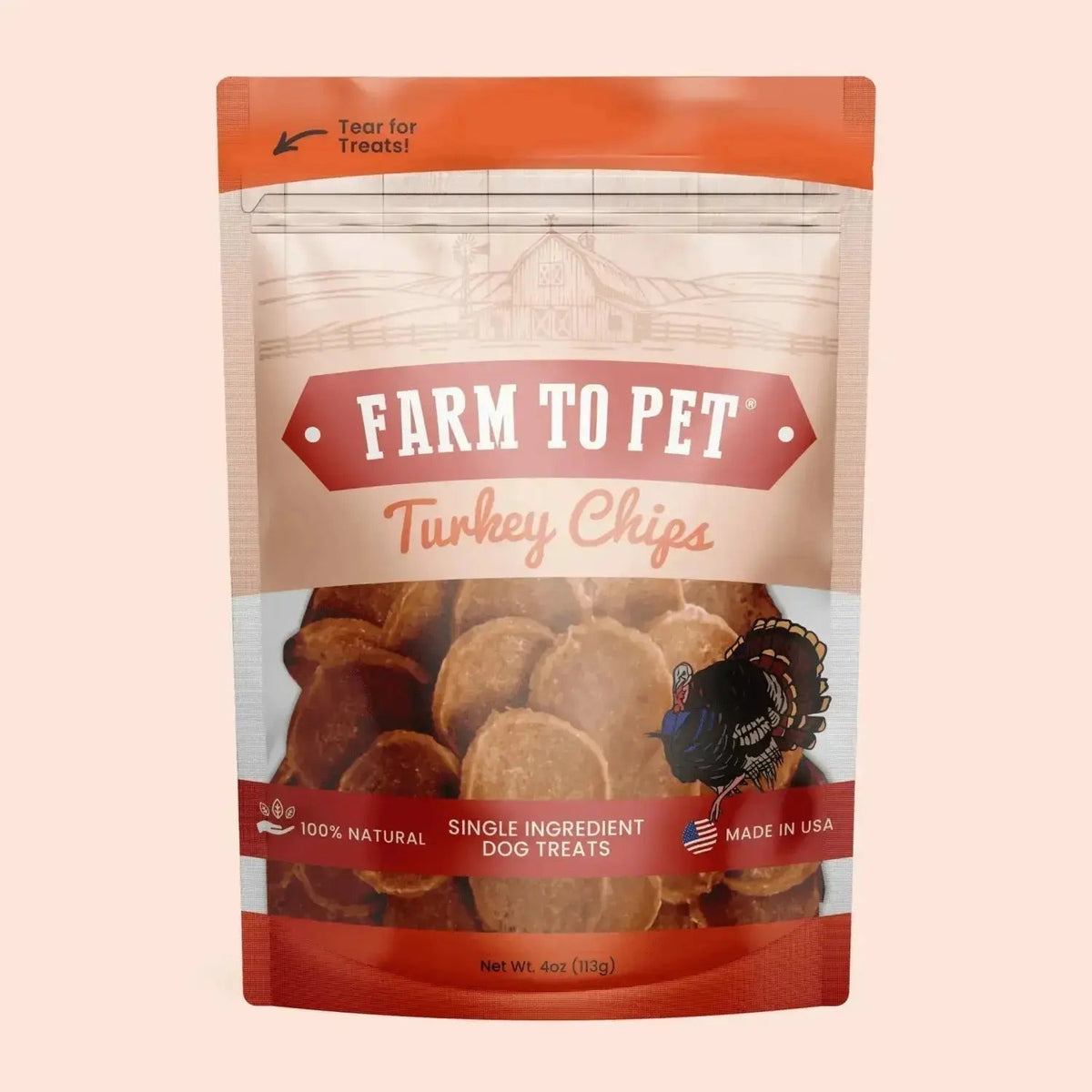 Turkey Dog Treats | All-Natural Single-Ingredient Healthy Dog Treats - Standard 4oz - Chip