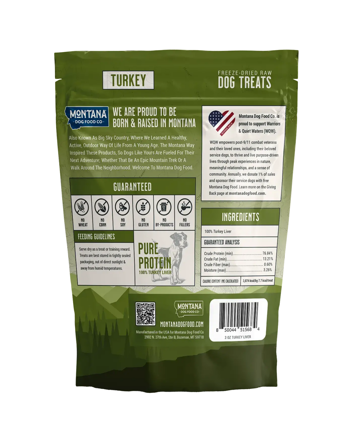 Turkey Heart Freeze-dried Raw Trail Snacks (Treats) for Dogs 3oz Montana Dog Food Co