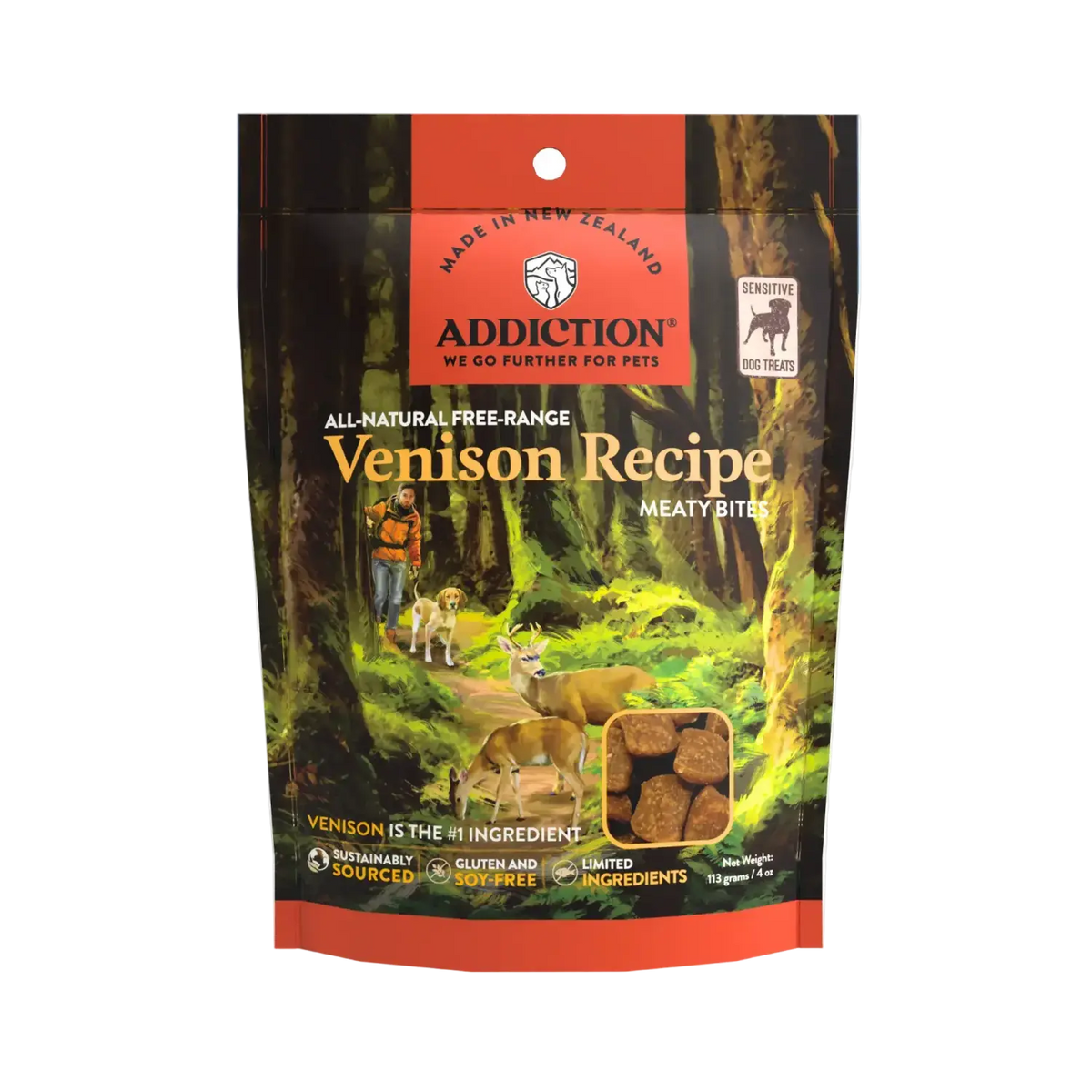 Venison Meaty Bites - Hypoallergenic Dog Treats Addiction Pet Foods USA