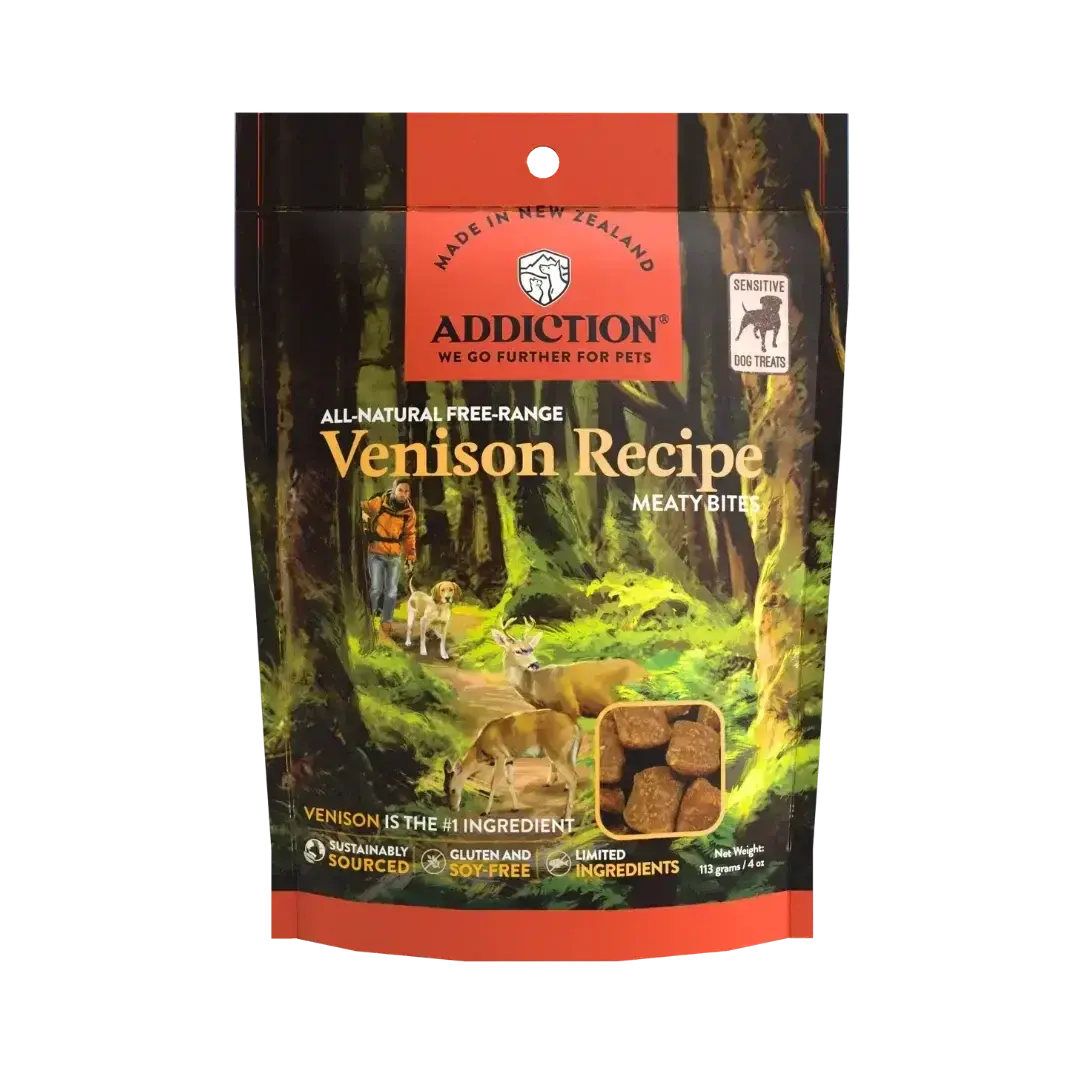 Venison Meaty Bites - Hypoallergenic Dog Treats Addiction Pet Foods USA