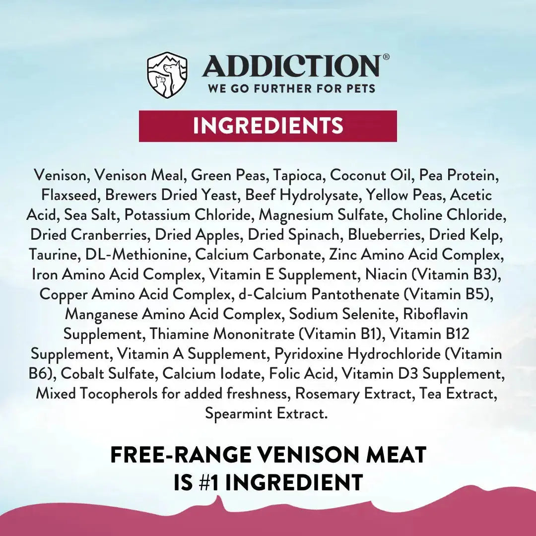 Viva La Venison Grain-free Premium Venison Small Breed Dry Dog Food Addiction Pet Foods USA