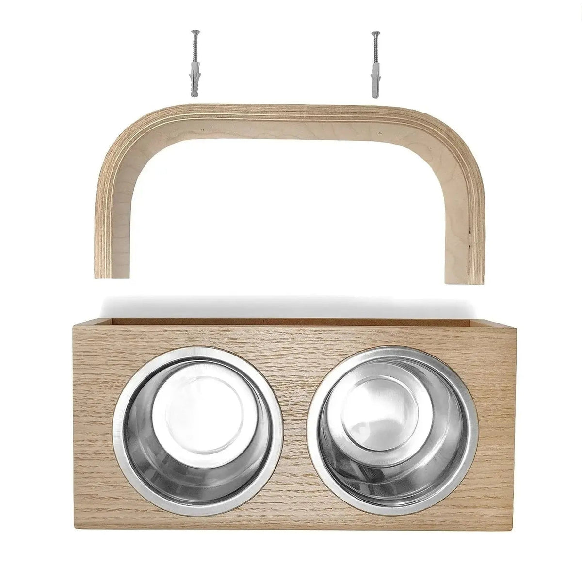 Wall Mounted Dog Feeder Hanging Wooden Pet Feeding Station - Pet Feeding Stand