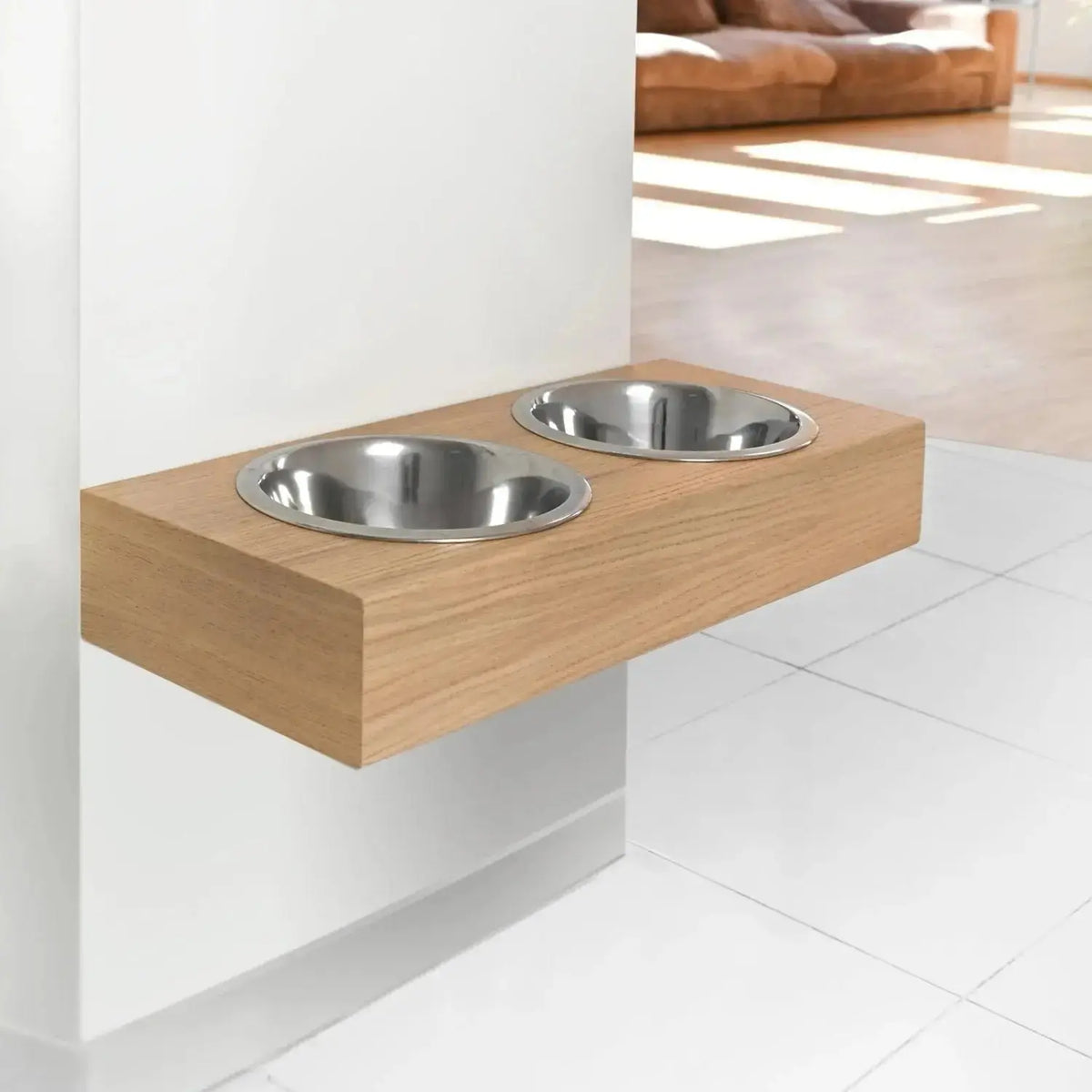 Wall Mounted Dog Feeder Hanging Wooden Pet Feeding Station - Pet Feeding Stand