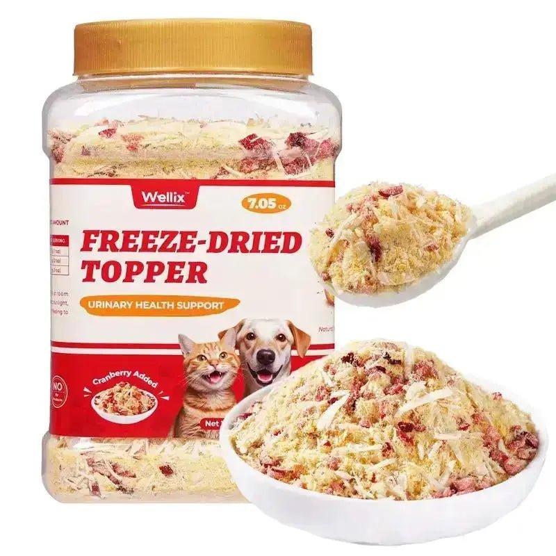 Wellix Dog & Cat Freeze Dried Food Topper Cat Grass, Chicken, Egg Yolk Flavor, Helps Hairball Removal Mixed Meal Topper 7.5 OZ #Sohochic