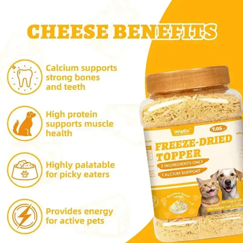 Wellix Dog & Cat Freeze Dried Food Topper Cat Grass, Chicken, Egg Yolk Flavor, Helps Hairball Removal Mixed Meal Topper 7.5 OZ #Sohochic
