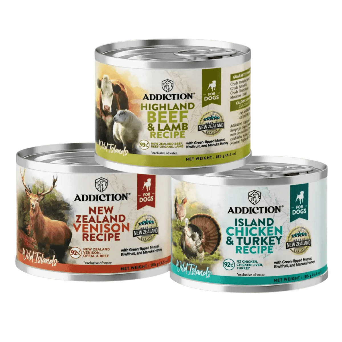 Wild Islands Canned Dog Food Mix Flavor Bundle 185g Addiction Pet Foods USA