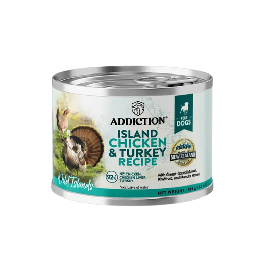 Wild Islands Island Chicken & Turkey Recipe Premium Grain-free Canned Dog Food 185g Addiction Pet Foods USA