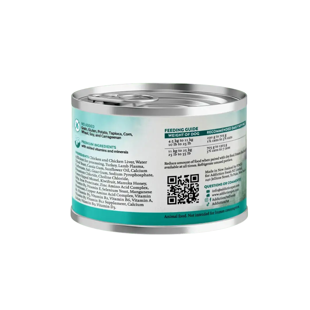 Wild Islands Island Chicken & Turkey Recipe Premium Grain-free Canned Dog Food 185g Addiction Pet Foods USA