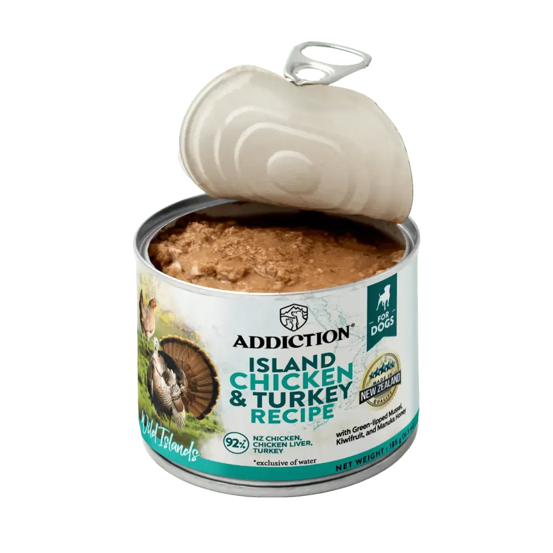 Wild Islands Island Chicken & Turkey Recipe Premium Grain-free Canned Dog Food 185g Addiction Pet Foods USA