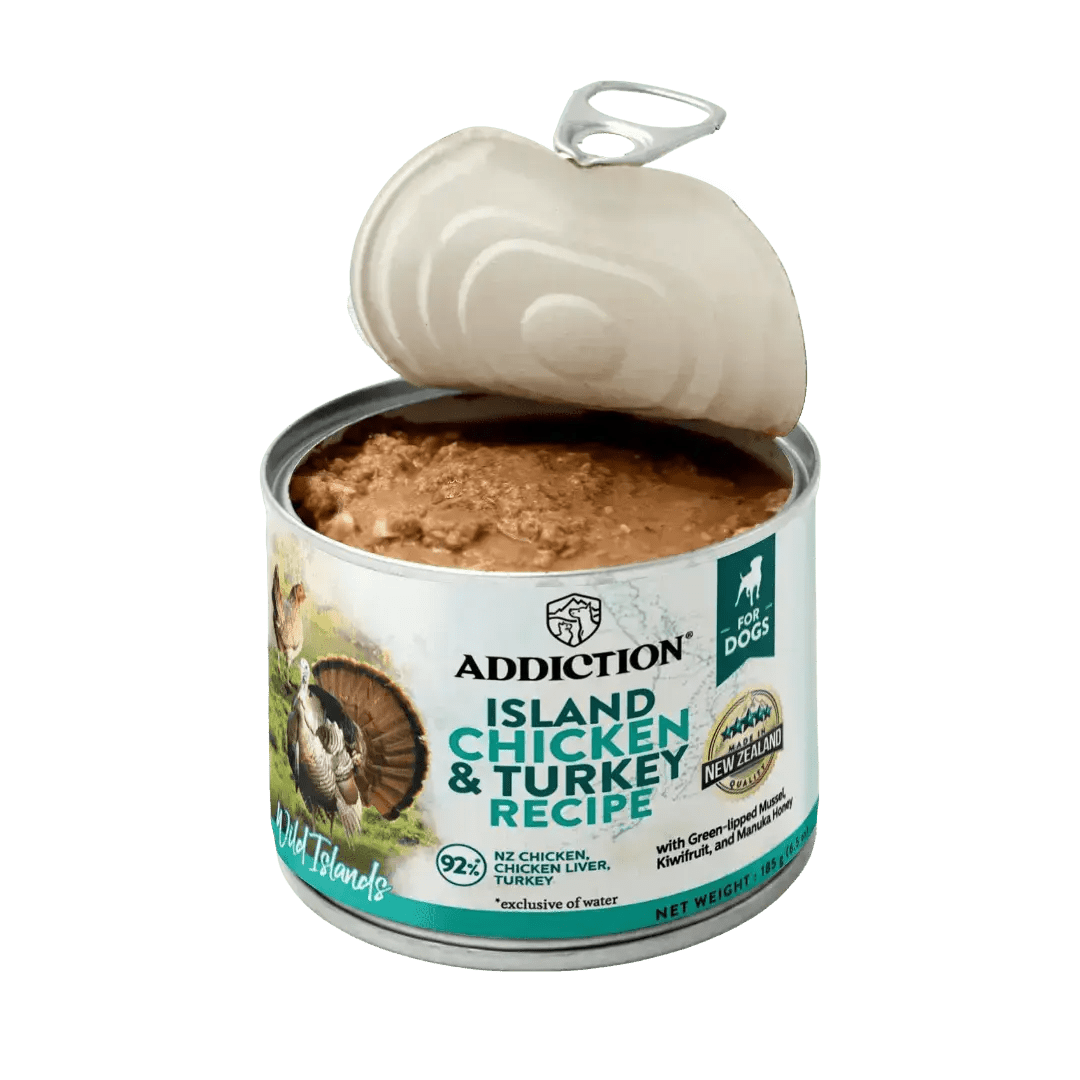 Wild Islands Island Chicken & Turkey Recipe Premium Grain-free Canned Dog Food 185g Addiction Pet Foods USA