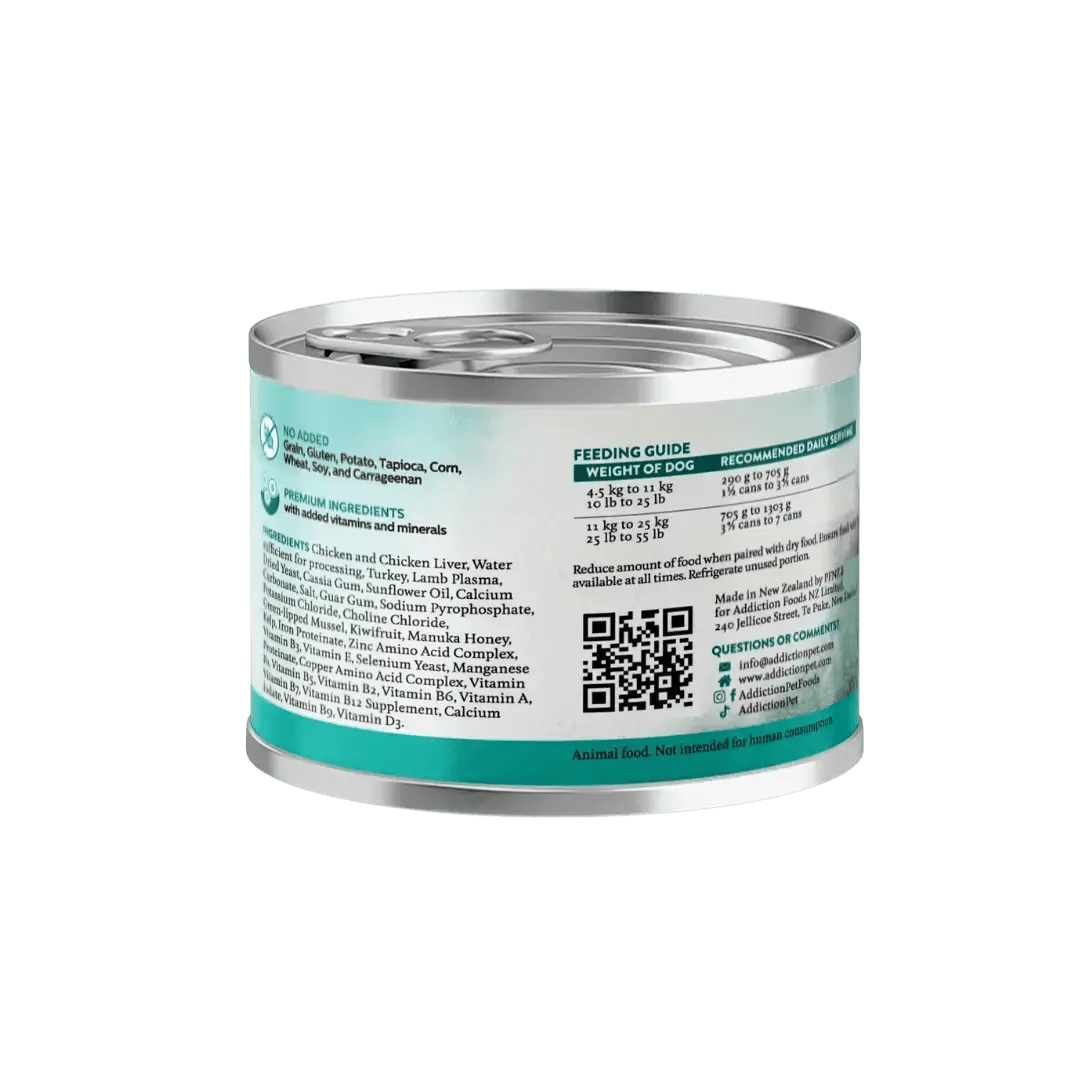 Wild Islands Island Chicken & Turkey Recipe Premium Grain-free Canned Dog Food 185g Addiction Pet Foods USA