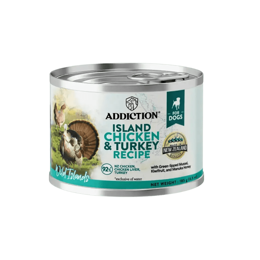 Wild Islands Island Chicken & Turkey Recipe Premium Grain-free Canned Dog Food 185g Addiction Pet Foods USA