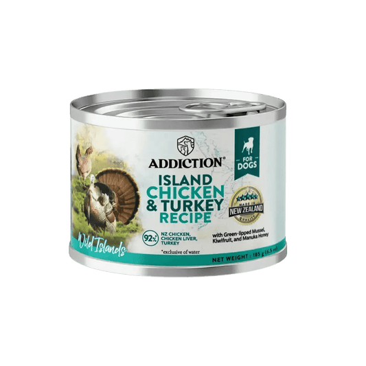 Wild Islands Island Chicken & Turkey Recipe Premium Grain-free Canned Dog Food 185g Addiction Pet Foods USA