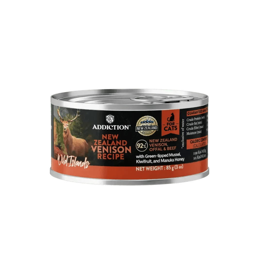 Wild Islands New Zealand Venison Recipe Premium Grain-free Canned Cat Food 85g Addiction Pet Foods USA