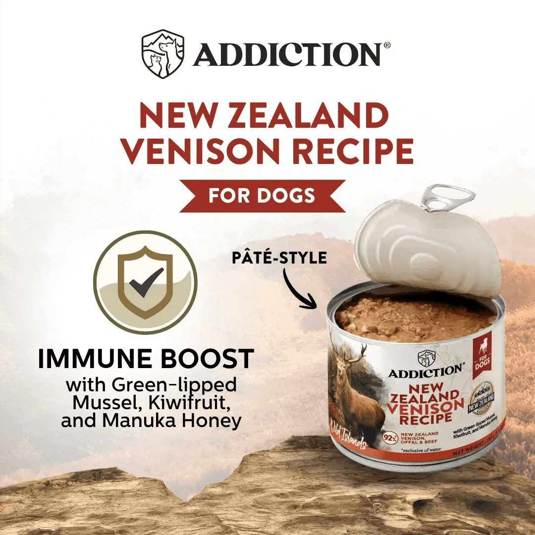 Wild Islands New Zealand Venison Recipe Premium Grain-free Canned Dog Food 185g Addiction Pet Foods USA
