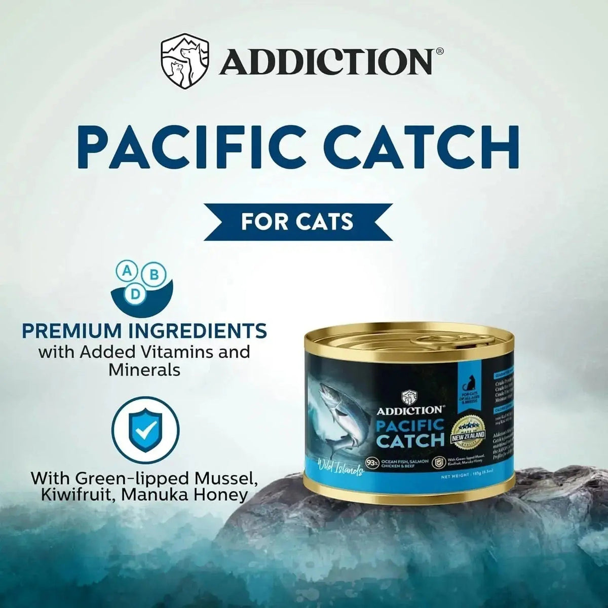 Wild Islands Pacific Catch Premium Ocean Fish & Salmon Grain-Free Canned Cat Food Addiction Pet Foods USA