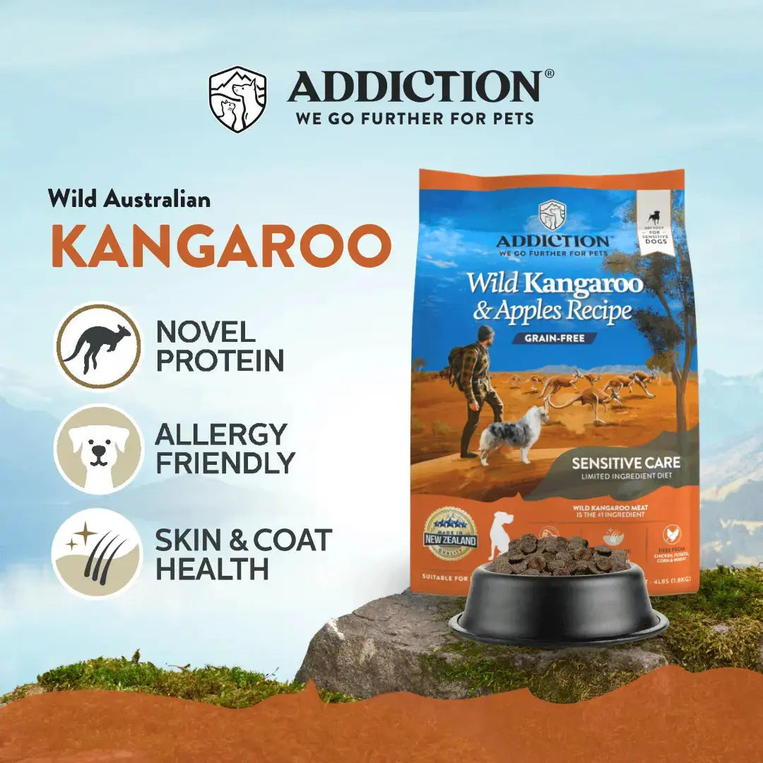 Wild Kangaroo & Apples Recipe Dry Dog Food Addiction Pet Foods USA