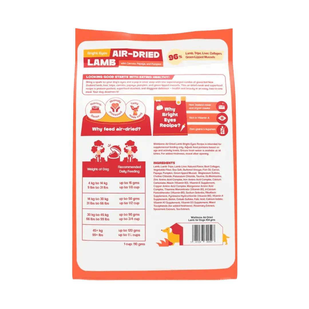 Wishbone Air-Dried Lamb Recipe Dog Food - 454g Addiction Pet Foods USA
