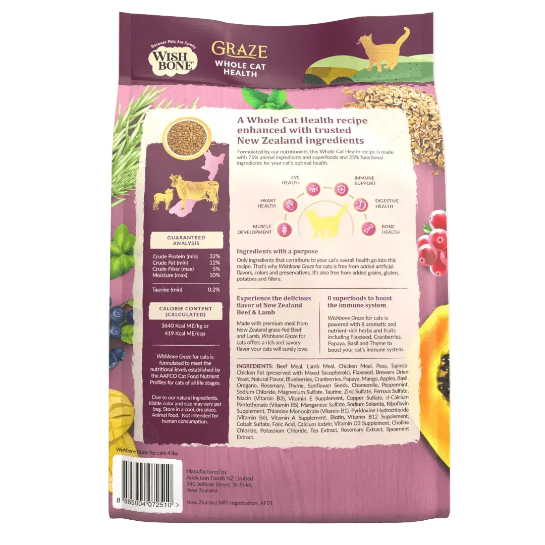 Wishbone Graze Beef and Lamb Dry Cat Food Addiction Pet Foods USA