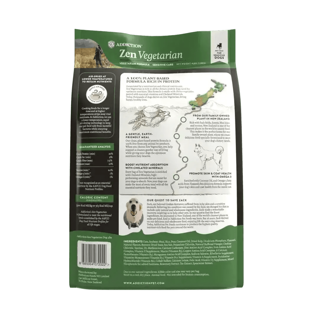 Zen Vegetarian Dry Dog Food Addiction Pet Foods USA