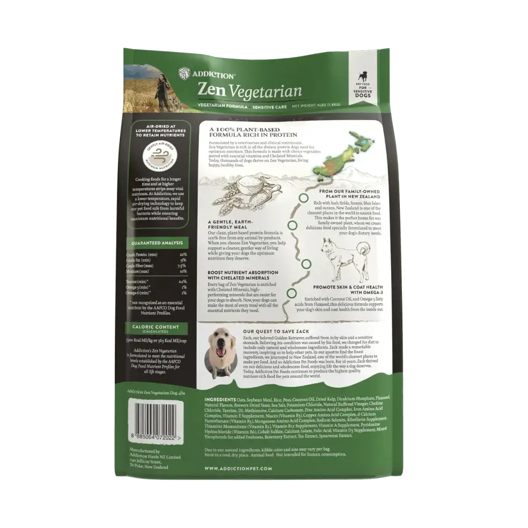 Zen Vegetarian Dry Dog Food Addiction Pet Foods USA