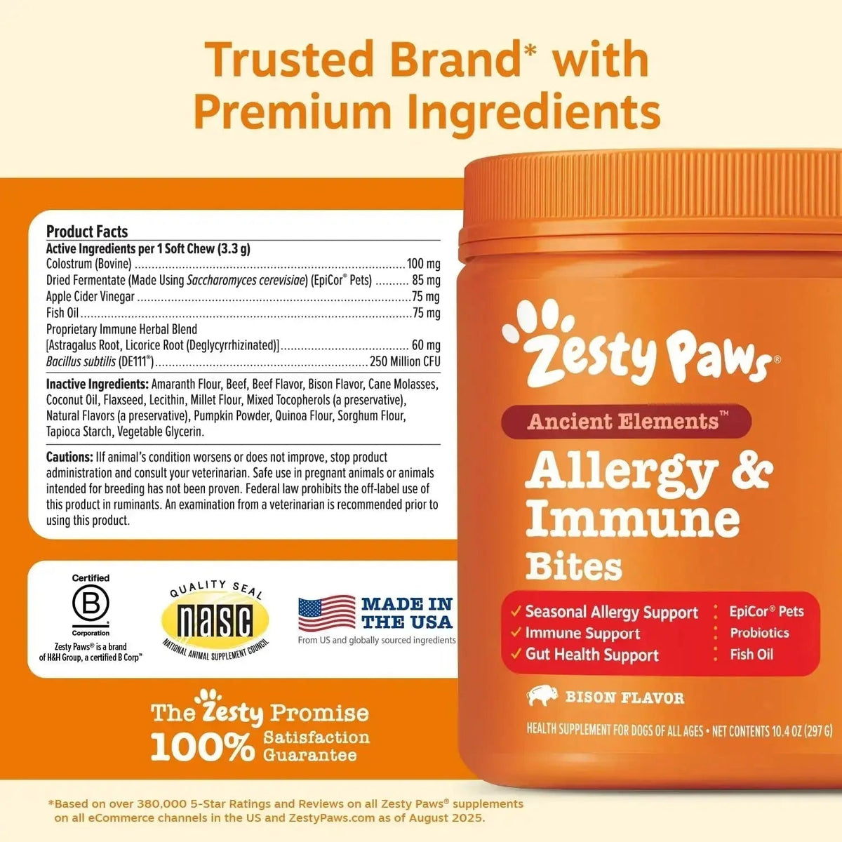 Zesty Paws Dog Allergy Relief- Dog Itching Skin Relief- Dog Probiotics for Itchy Skin and Itchy Ears- Dog Allergy Paw