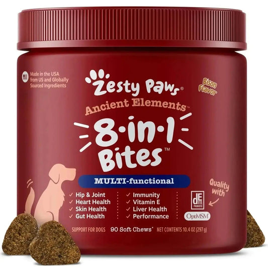Zesty Paws Dog Multivitamin Chewable Dog Vitamins and Supplements for Hip & Joints Skin & Coat Omega 3 Fish Oil