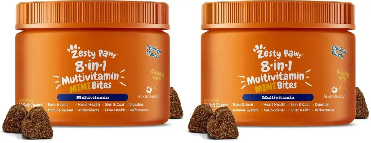 Zesty Paws Dog Multivitamin Chewable Dog Vitamins and Supplements for Hip & Joints Skin & Coat Omega 3 Fish Oil
