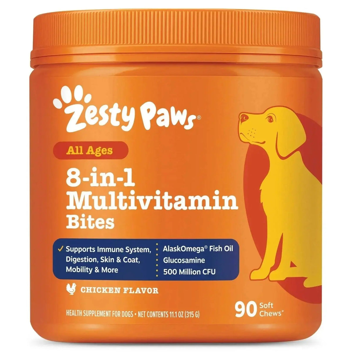 Zesty Paws Dog Multivitamin Chewable Dog Vitamins and Supplements for Hip & Joints Skin & Coat Omega 3 Fish Oil