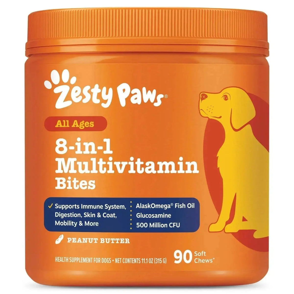 Zesty Paws Dog Multivitamin Chewable Dog Vitamins and Supplements for Hip & Joints Skin & Coat Omega 3 Fish Oil