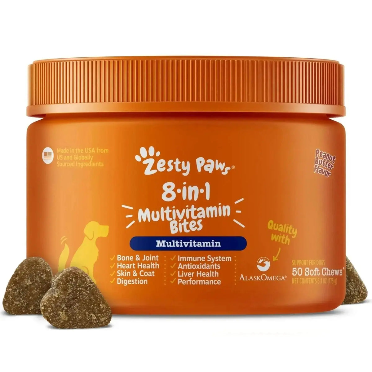Zesty Paws Dog Multivitamin Chewable Dog Vitamins and Supplements for Hip & Joints Skin & Coat Omega 3 Fish Oil