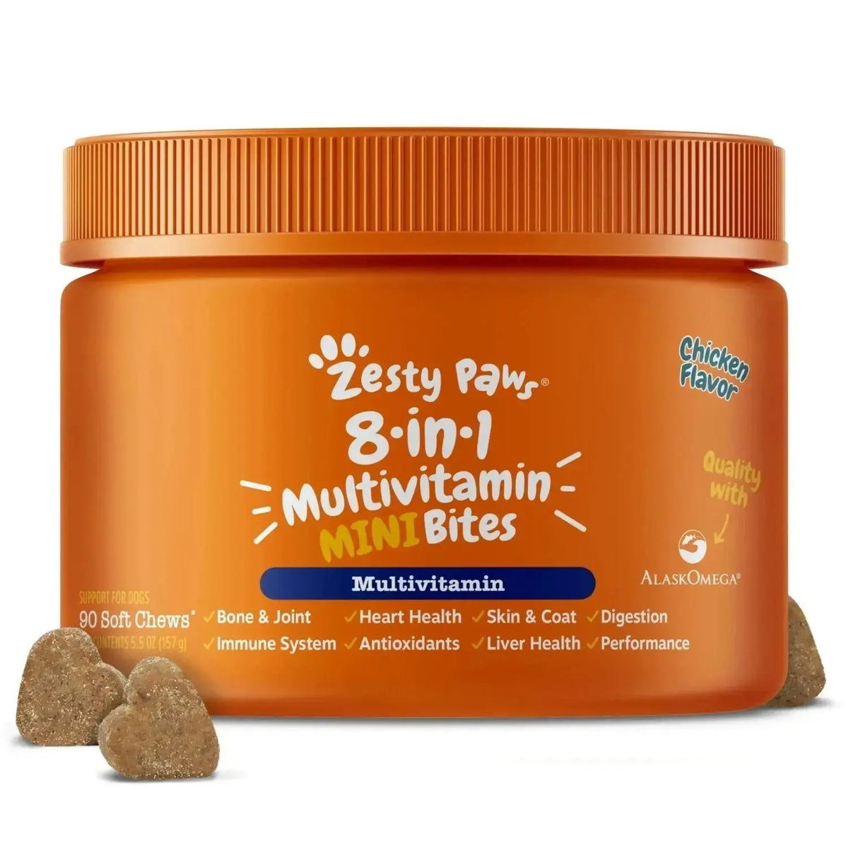 Zesty Paws Dog Multivitamin Chewable Dog Vitamins and Supplements for Hip & Joints Skin & Coat Omega 3 Fish Oil