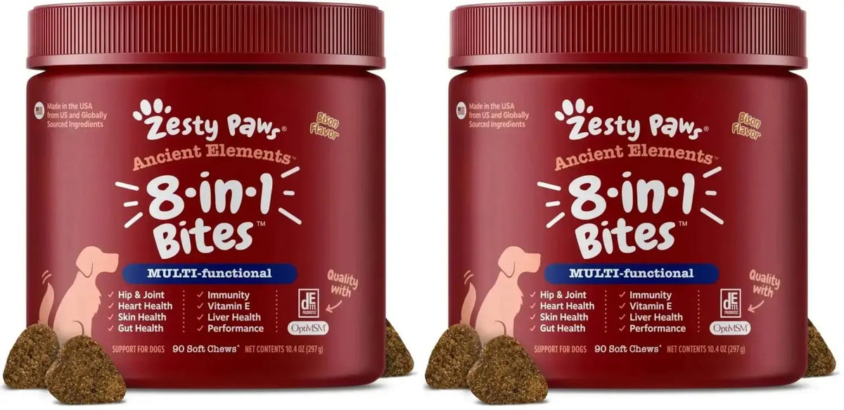 Zesty Paws Dog Multivitamin Chewable Dog Vitamins and Supplements for Hip & Joints Skin & Coat Omega 3 Fish Oil
