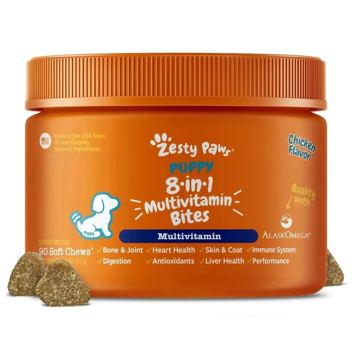Zesty Paws Dog Multivitamin Chewable Dog Vitamins and Supplements for Hip & Joints Skin & Coat Omega 3 Fish Oil