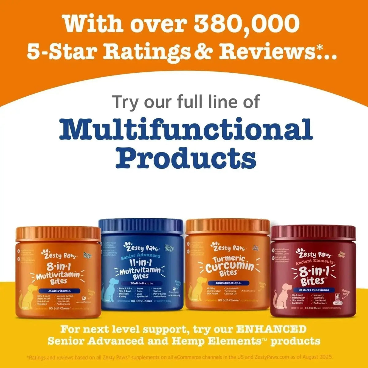Zesty Paws Dog Multivitamin Chewable Dog Vitamins and Supplements for Hip & Joints Skin & Coat Omega 3 Fish Oil