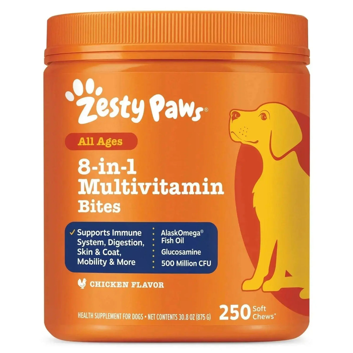 Zesty Paws Dog Multivitamin Chewable Dog Vitamins and Supplements for Hip & Joints Skin & Coat Omega 3 Fish Oil